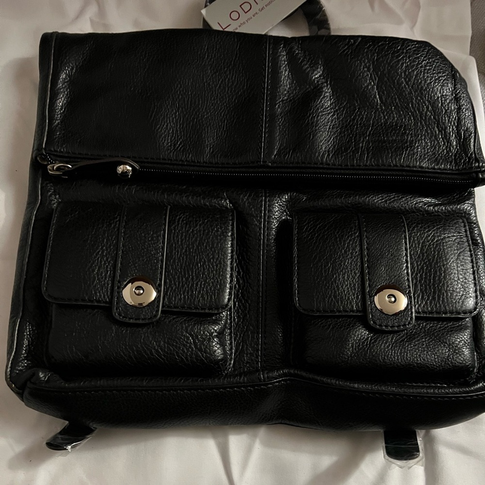 Lodis Tab Backpack in Black Pebbled Leather